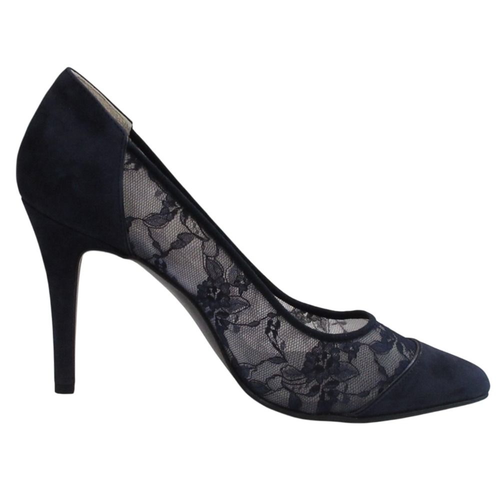 【美品】DIANA ダイアナ 23.5 パンプス フラワーレース ブラック 新品同様 DIANA ダイアナ フラワーレース コンビ パンプス 25.0