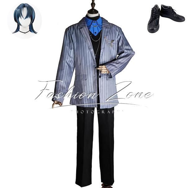 ◆hololive ホロライブ Vtuber 風 火威青 ReGLOSS 日常服 コスプレ衣装 ウィッグ 靴 cosplay ハロウィン 演出服 変装