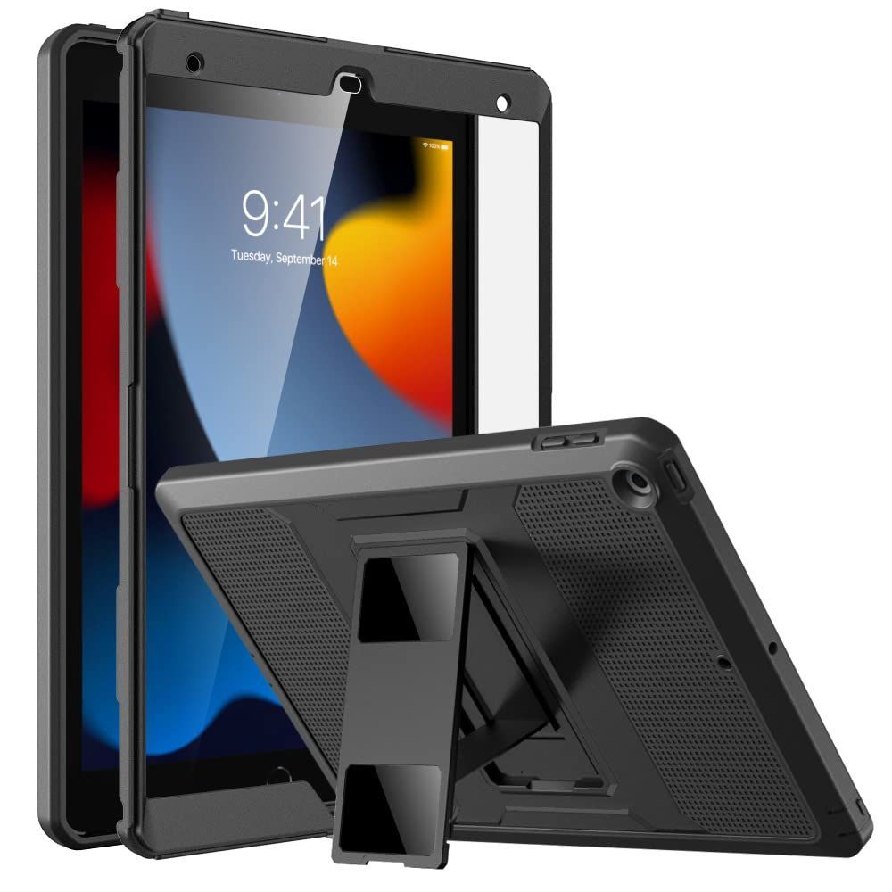 【新着商品】第9/8/7世代(2021/2020/2019) 10.2インチ適用 iPad スクリーンフィルム付きの全面多重保護ケース iPad 軽量 iPad 薄型 カバー 傷防止 10.2 スタンド機能 MoKo 落下防止 2021 衝撃吸収 ケース PC