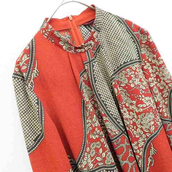 詩仙堂 ヒトシタムラ ちりめん チュニック ワンピース 総柄