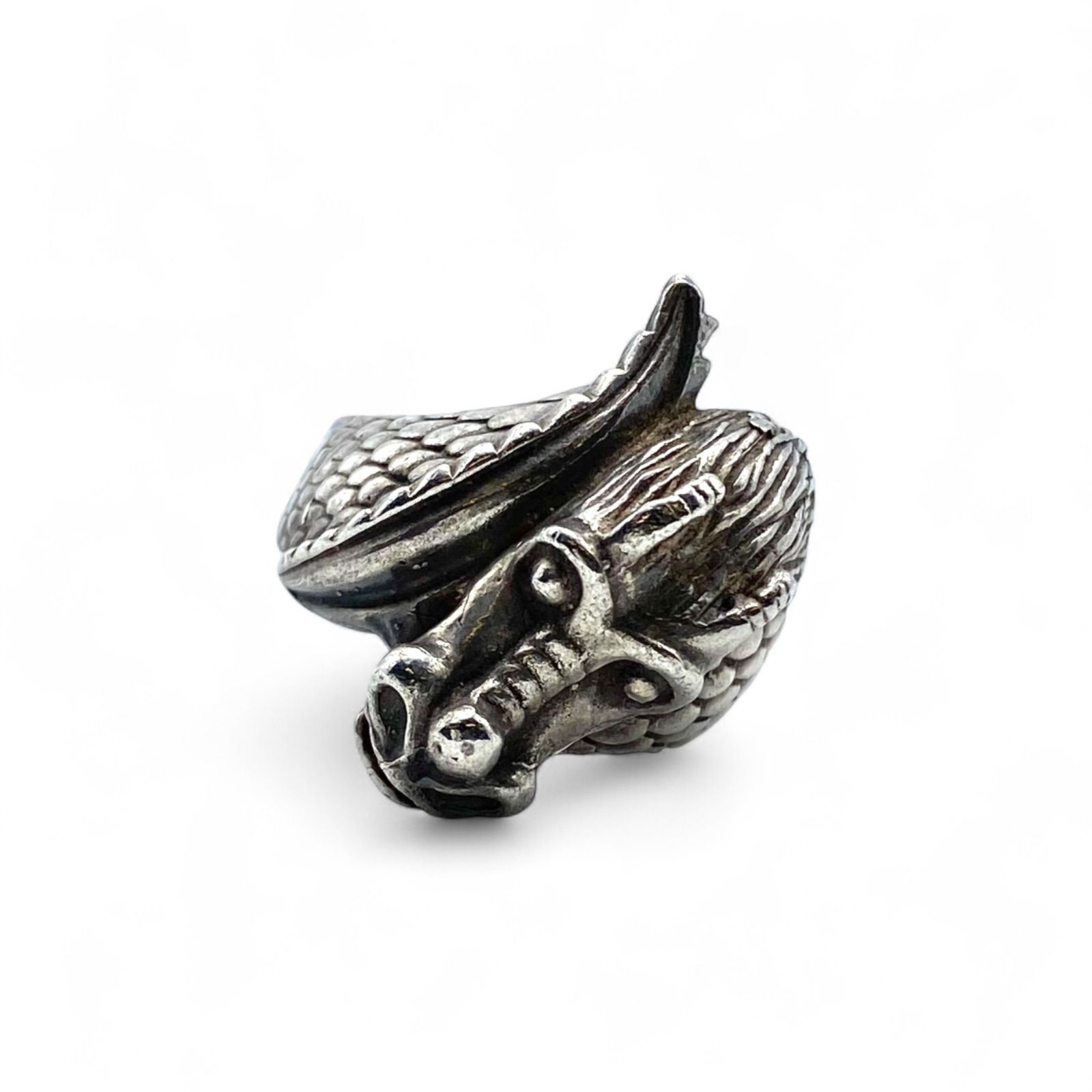 抜群の迫力 ドラゴン Silver 刻印 90s Vintage Ring シルバー ヴィンテージ リング 17号 大ぶり 龍