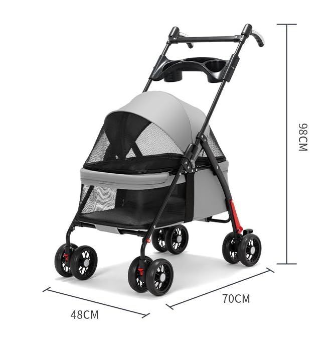 送料無料！ 介護 老犬 飛び出し防止リード2本付き 中型犬 中型犬 散歩 小型犬 前輪360°回転 小型犬 ペットバギー 猫 多頭 カゴ収納 対面両用 安全装置付き 折りたたみ 4輪 後輪ブレーキ ペットカート ピンク TeamSky 全品送料無料!