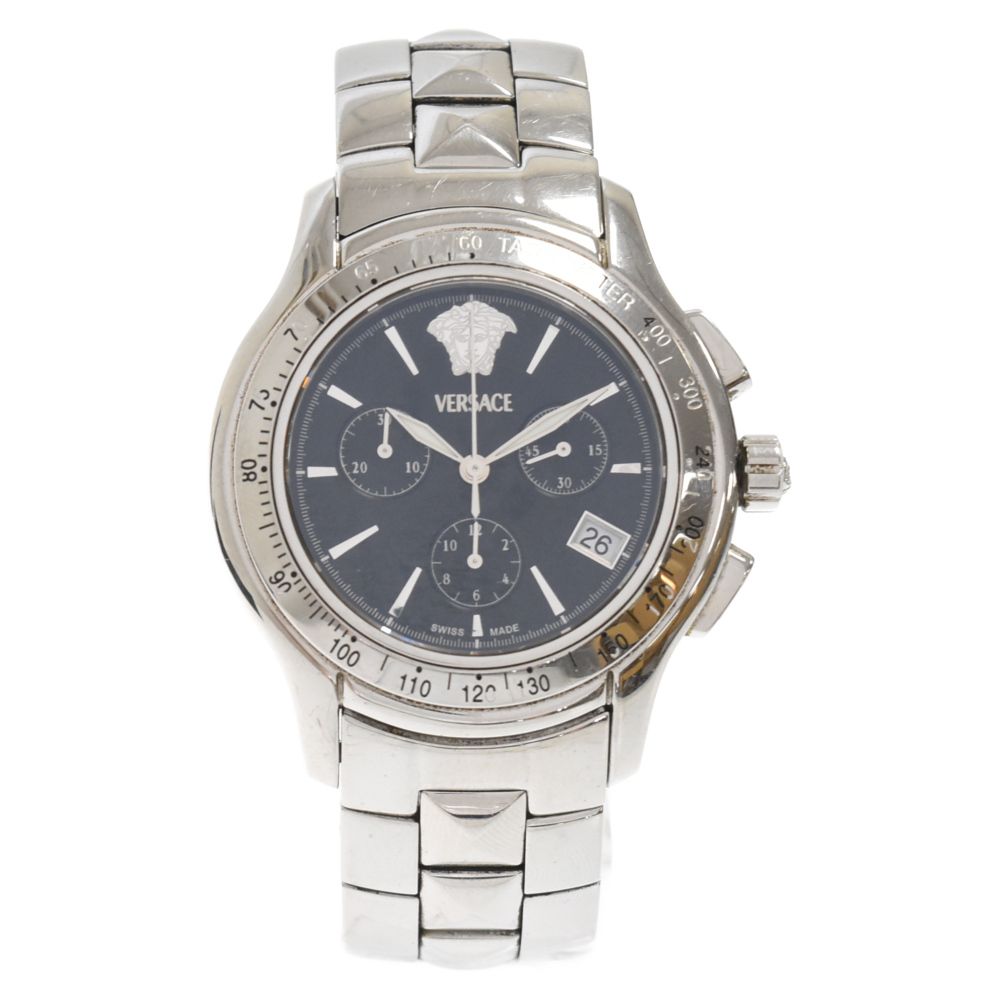 ♥ヴィンテージ品♥ VERSACE クロノグラフ ステンレススチール ULC99 VERSACE (ヴェルサーチ) クロノグラフ ステンレススチール アナログ