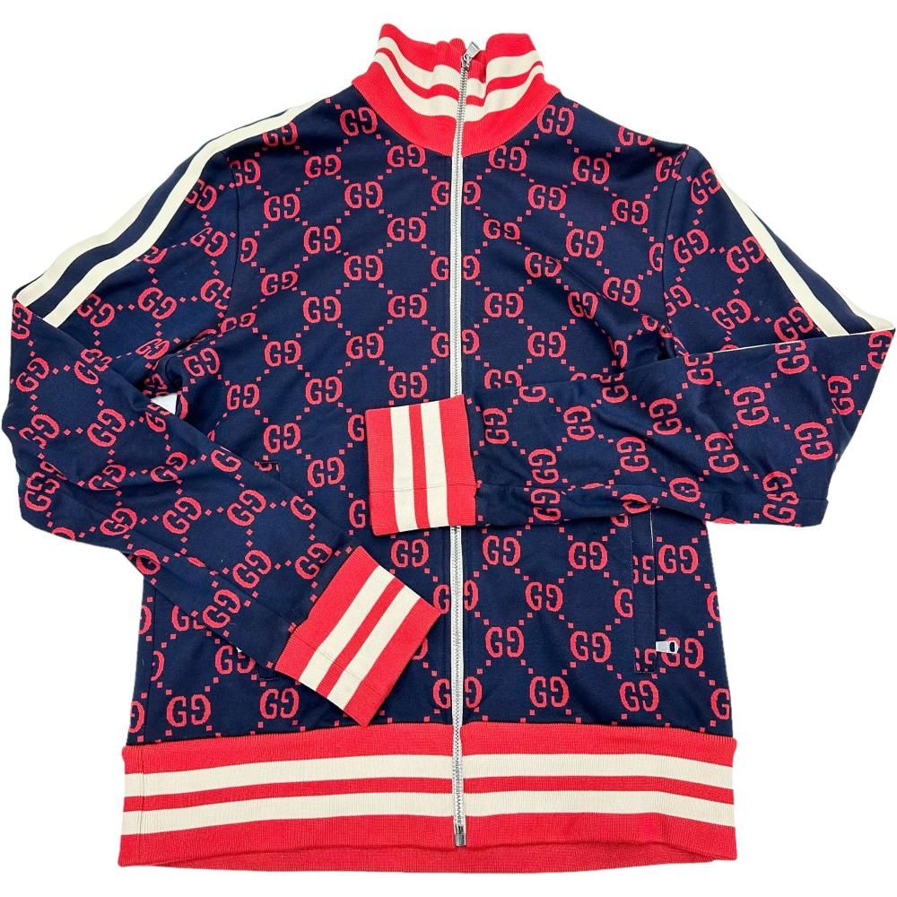 GUCCI|グッチ トラックジャケット ジャージ コットン|ナイロン|ポリエステル GG柄|ネイビー|レッド メンズ 真子質店 GD