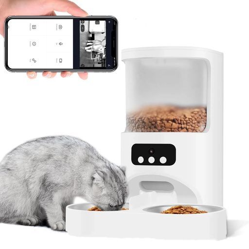 自動給餌器猫犬キャットフードカメラ付きスマート自動えさやり器ペット給餌機スマホ遠隔操作多頭飼いに向け手動給餌可音声録音定時定量4LUSBケーブル給電お手入れ簡単