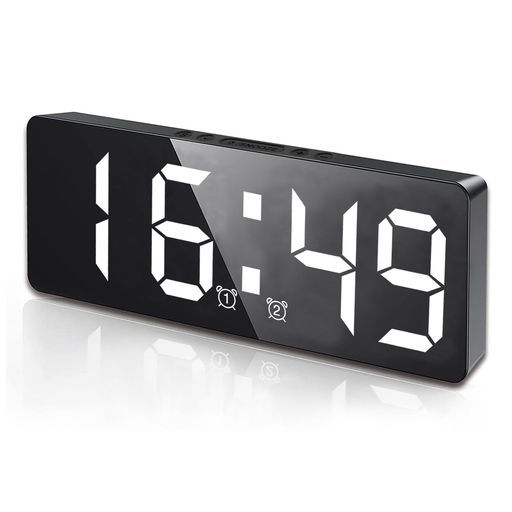 DWCQRTM目覚まし時計デジタルLED時計置き時計卓上時計おしゃれ見やすい明るさ調節可USB給電乾電池給電音声制御機能スヌーズ機能付き省エネ寝室オフィス部屋旅行用プレゼント日本語説明…