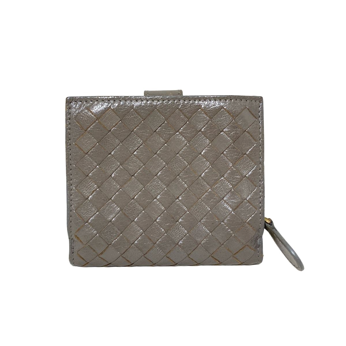 BOTTEGA VENETA ボッテガヴェネタ 2つ折り財布 イントレチャート 121059 グレーベージュ レザー