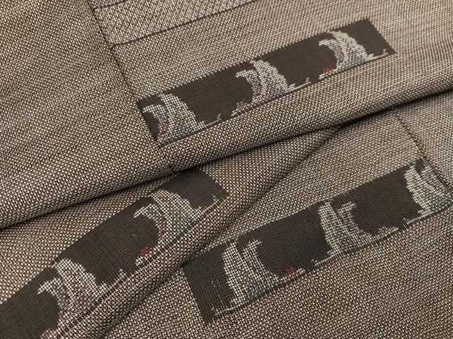 平和屋着物▽本場大島紬 9マルキ 単衣 幾何学文 正絹 逸品 DAAS0331az