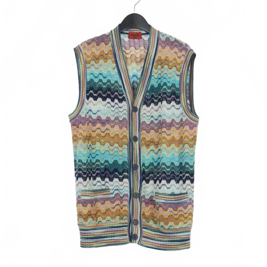 ミッソーニ MISSONI ジップアップニットジャケット 総柄 薄手