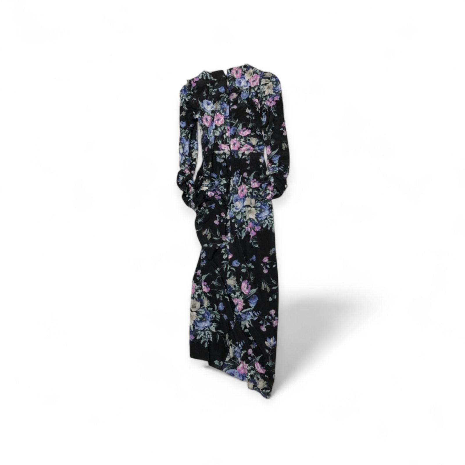 ZIMMERMANN ジマーマン 花柄 長袖ロングワンピース ブラウス インポートブランド ブラック スリット シルク96% アシンメトリー サイズ0