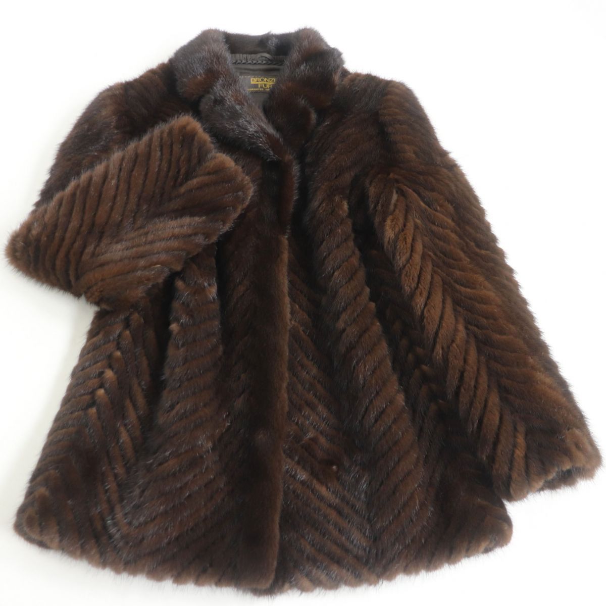 美品☆BRONZE FUR MINK ミンク デザイン 本毛皮コート ブラウン 11号 ...