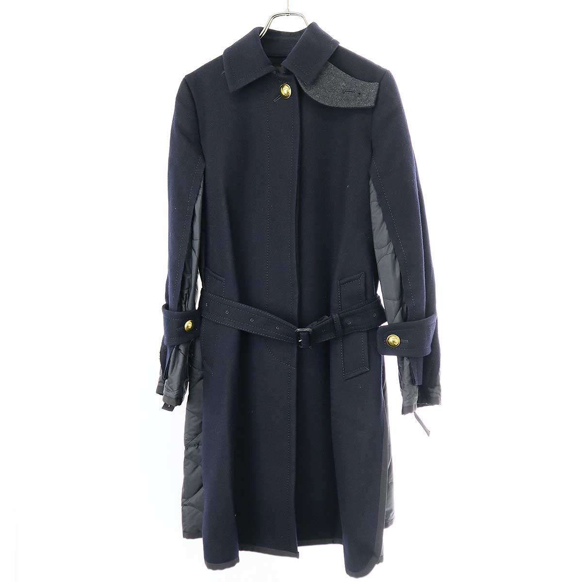 sacai サカイ 18AW キルティングナイロンドッキングメルトンウール 