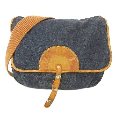 ダブルアールエル RRL DENIM LEATHER MAILBAG デニム メッセンジャーバッグ ショルダーバッグ コンチョ インディゴ AA