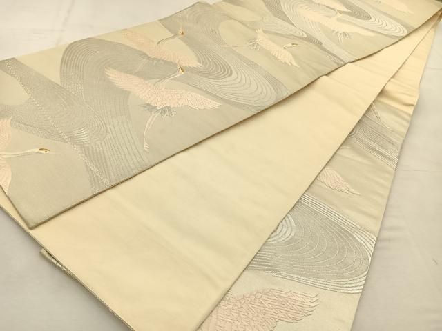 平和屋着物◎六通柄袋帯 唐織 流水飛鶴文 金銀糸 正絹 逸品 未