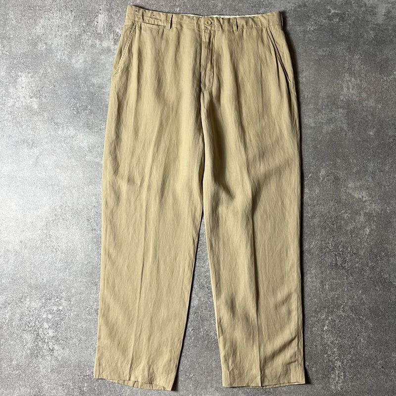 90s POLO RALPH LAUREN ノータック リネン シルク スラックス パンツ