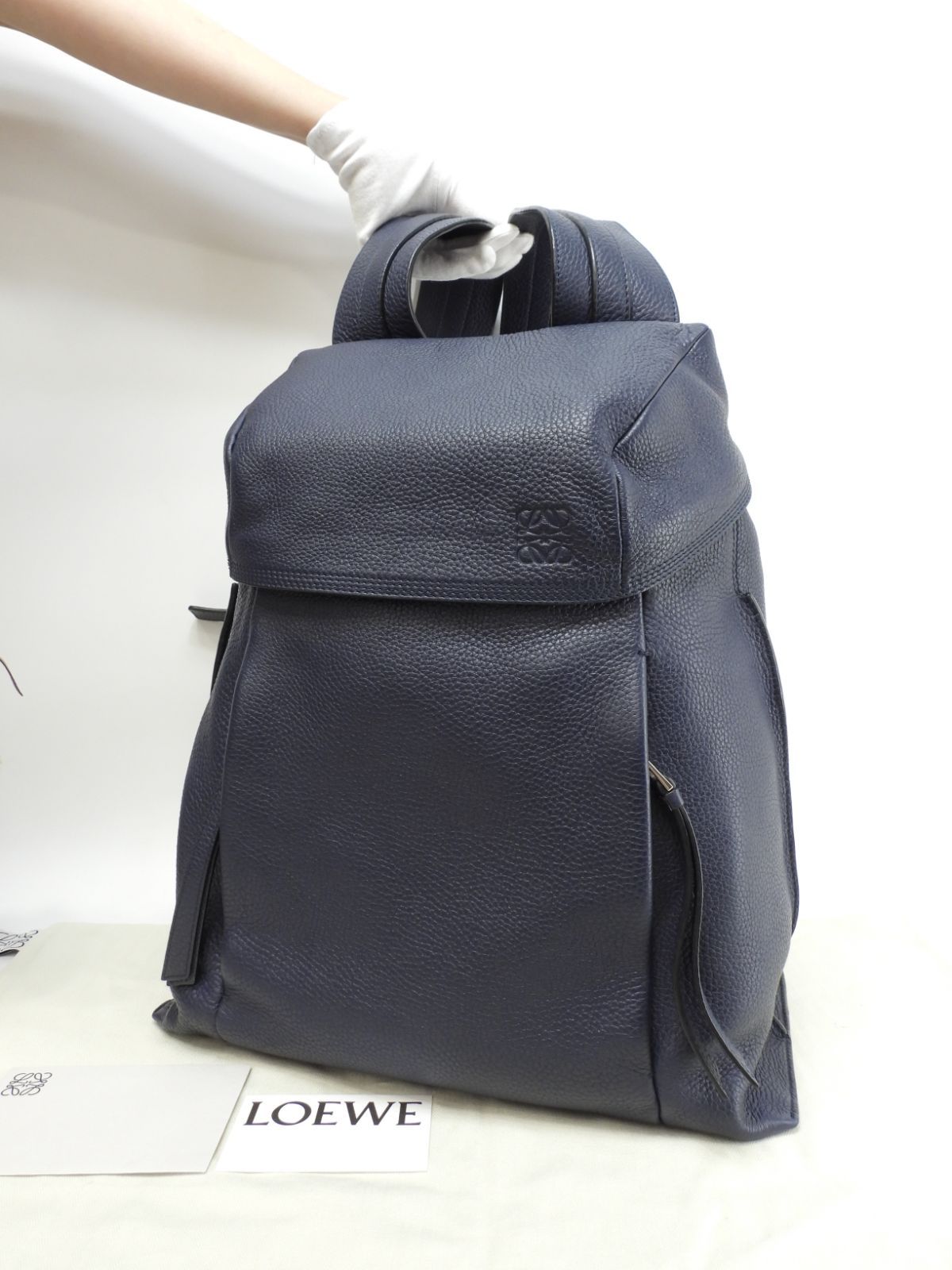 ロエベ Tバックパック レザー紺 メンズリュックサック 061705