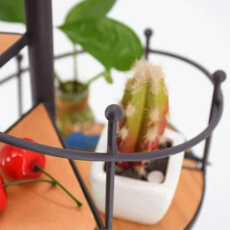 プランタースタンド フラワーポットスタンド 観葉植物 鉢スタンド ブラック 螺旋階段 お洒落 モダン ヴィンテージ調 練鉄 木製 インテリア ホームデコ HCyr654