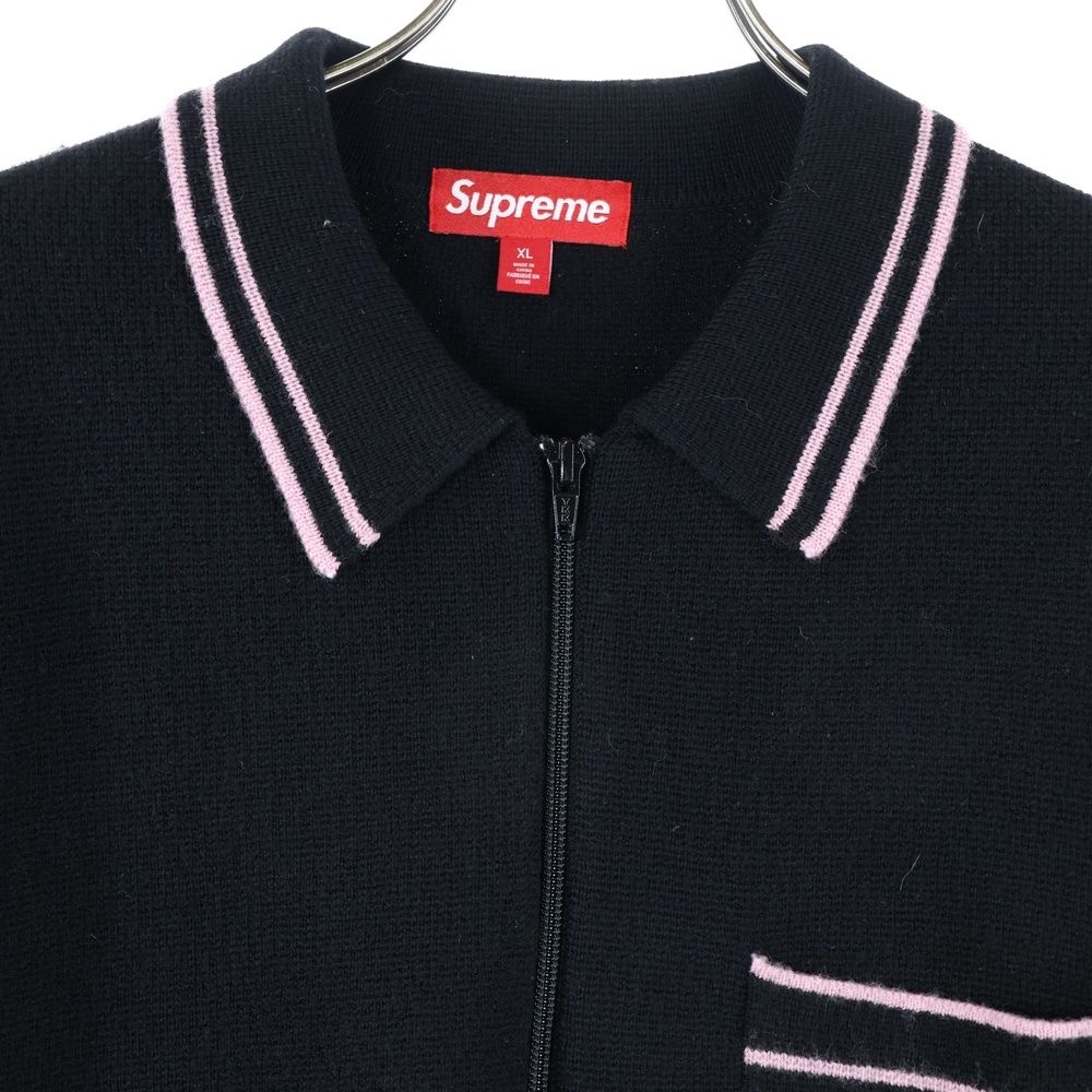 シュプリーム ストライプ ジップ アップ ポロ セーター \"タン\" シュプリーム ストライプ ジップ アップ ポロ セーター 