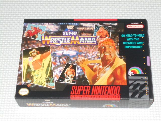 SFC☆WWF SUPER WRESTLEMANIA SNES 海外版 北米版 ポスター・ハガキ付 端子清掃済  美品☆箱付・説明書付・ソフト付☆動作確認済 - メルカリ