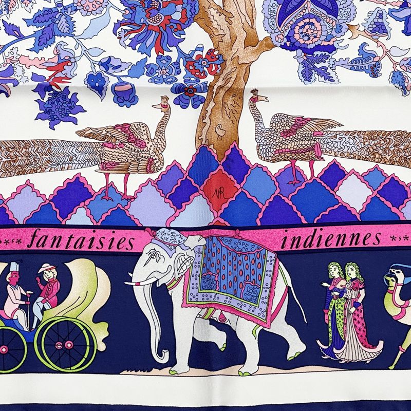 希少 エルメス カレ 眩惑のインド fantaisies indiennes エルメス カレ90 Fantaisies indiennes 眩惑のインド スカーフ