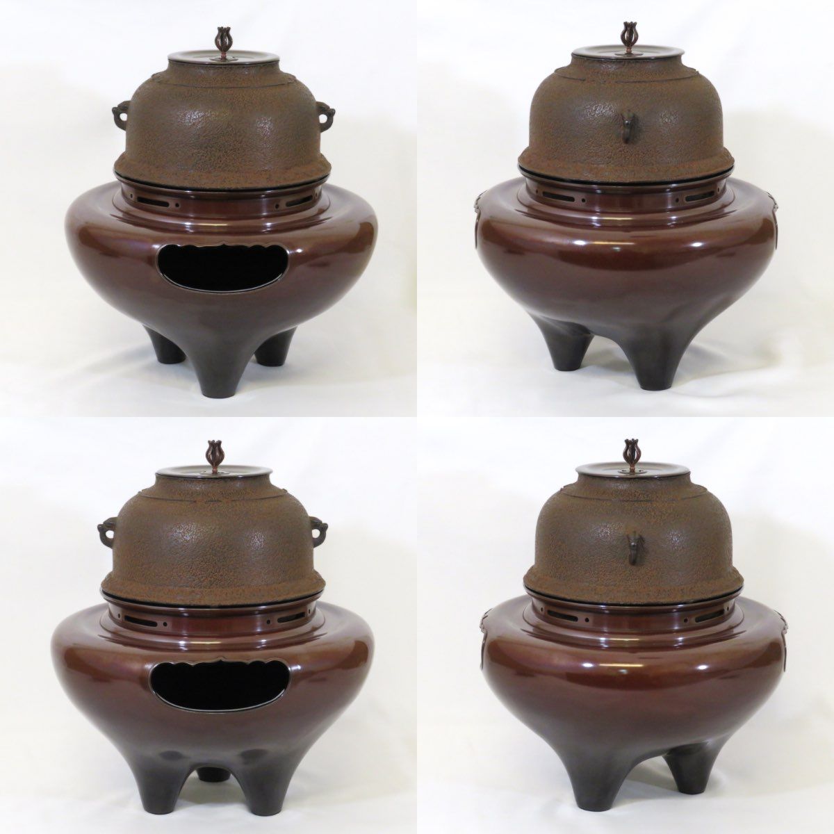 十一月の特売品】平安 十二代 和田美之助作 唐銅朝鮮風炉 真形釜添