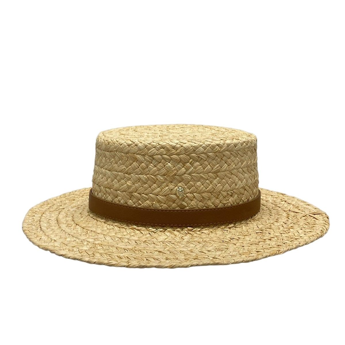 HELEN KAMINSKI ヘレンカミンスキー ハット ONE SIZE - HAT51231 ナチュラル タン ×ブラウン レザーベルト レザー