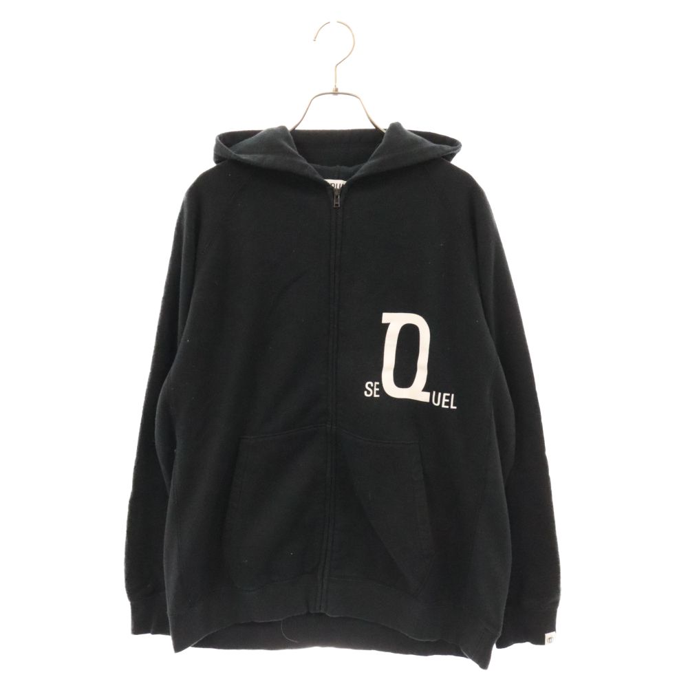 SEQUEL (シークエル) Logo Zip Parka ロゴジップアップパーカー ブラック