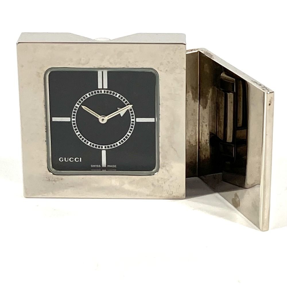 GUCCI グッチ 置時計 ロゴ トラベルウォッチ REF0840 SS シルバー