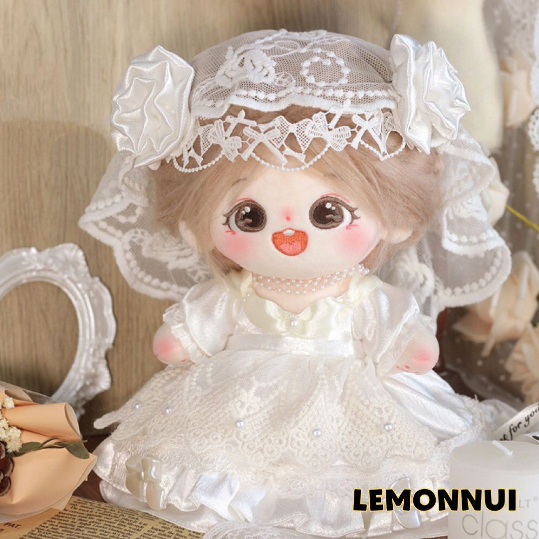 着せ替え ぬいぐるみ服 20cm ぬい服 靴付き 白ドレス ぬい活 綿
