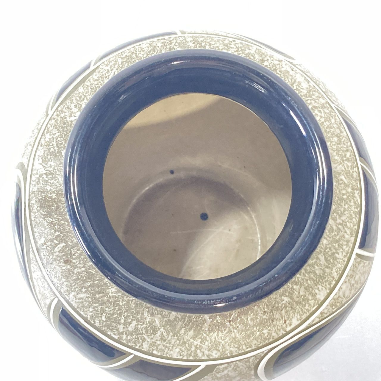 水英 陶器 花瓶 花びん グレー 黒 花 (管理番号：OKU8371/D2-60