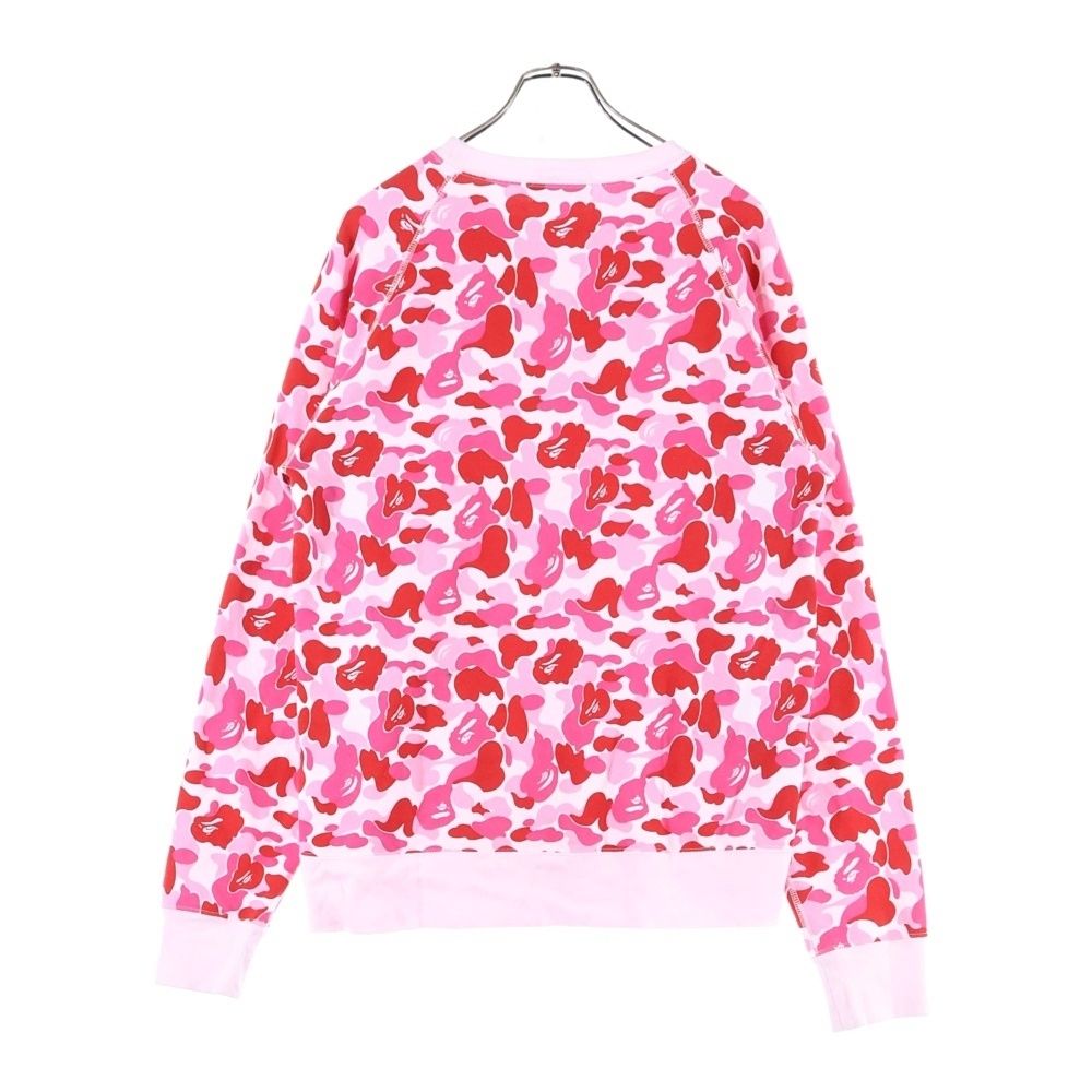 A BATHING APE アベイシングエイプ ABC CAMO CRYSTAL STONE CREWNECK カモ総柄クリスタルストーンオーバサイズクルーネックスウェット ピンク 001SWJ801008M
