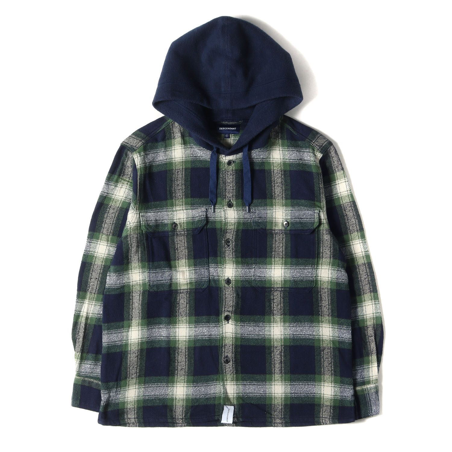 DESCENDANT ブラック・グリーン チェック フランネルシャツ