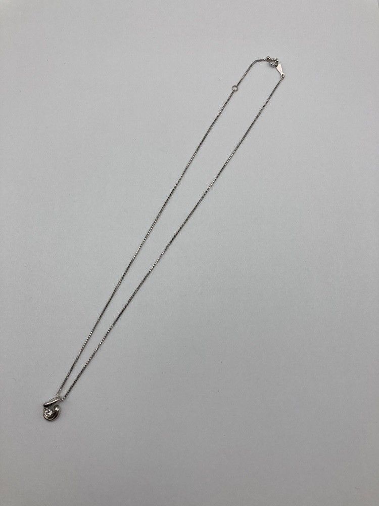 Pt900/Pt850 ダイヤ0.10ct プラチナネックレス 1粒ダイヤ ベネチアン  