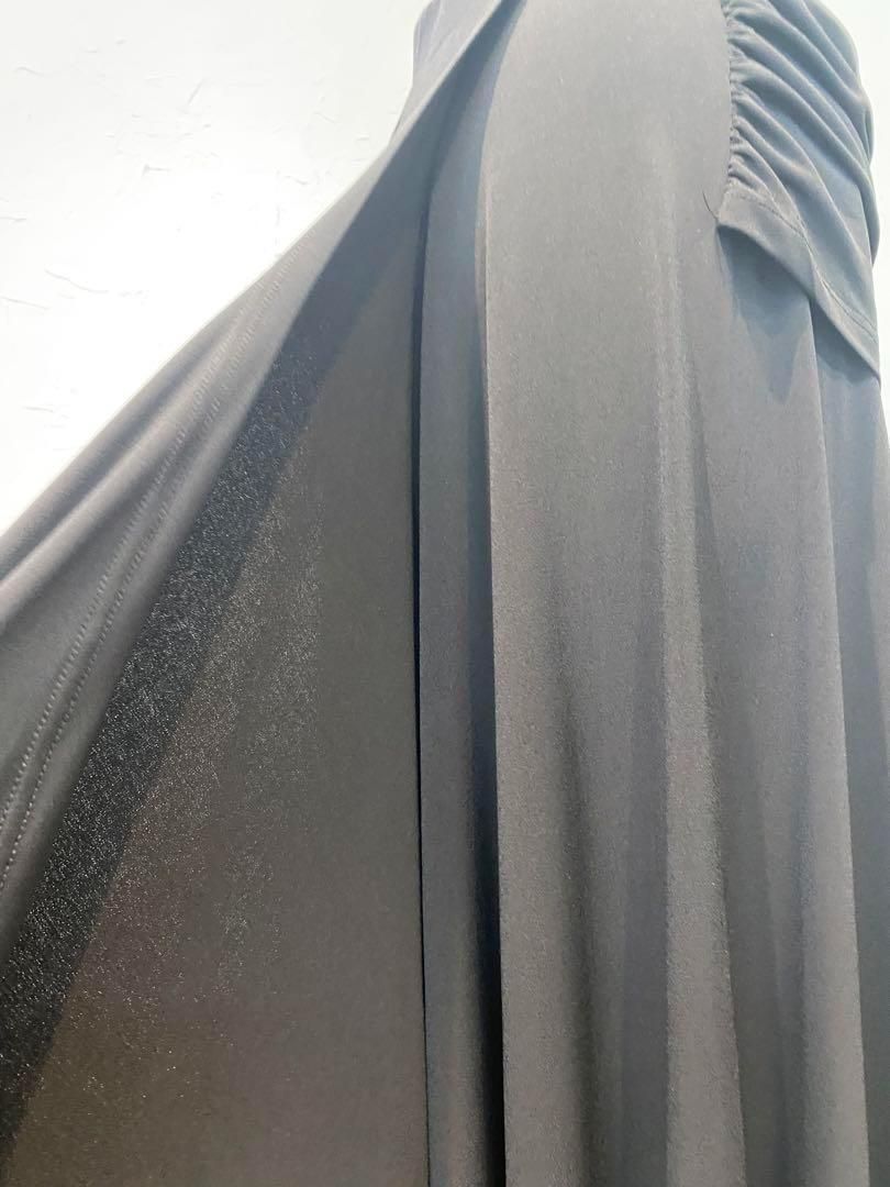 スカートっぽい】新品 社交ダンスラップ式ワイド フレアー パンツ 黒 r31