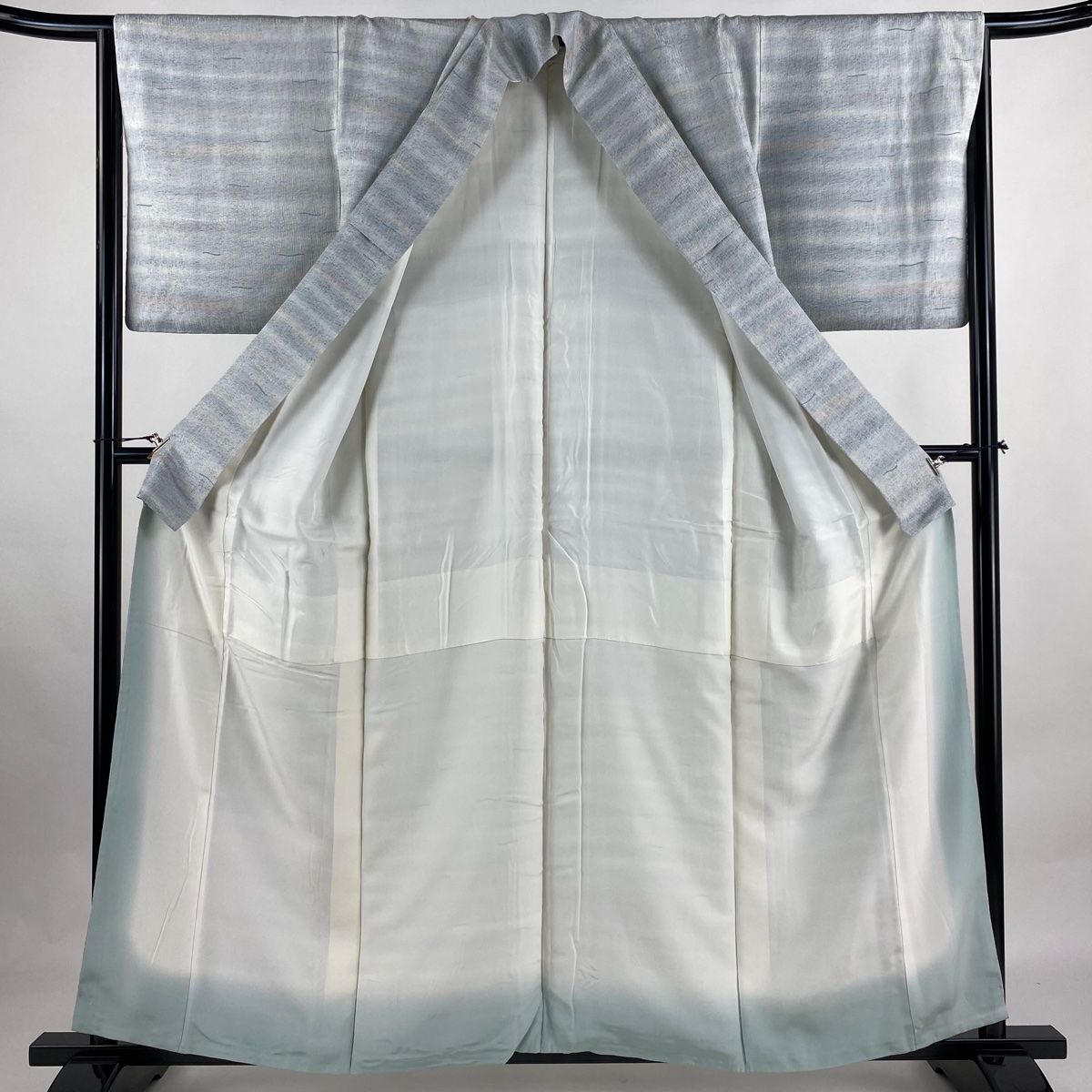 小紋 身丈158cm 裄丈64.5cm M 袷 幾何学 青灰色 正絹 秀品 【中古  