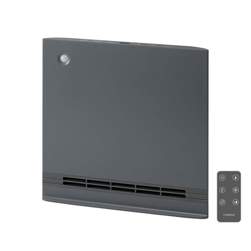 スリーアップ 超薄型 パネルセラミックヒーター 節電|室温センサー付 大風量 1200W ワイド温風 温度設定 安全設計 リモコン付 グレー CH-AZ0696GY 1