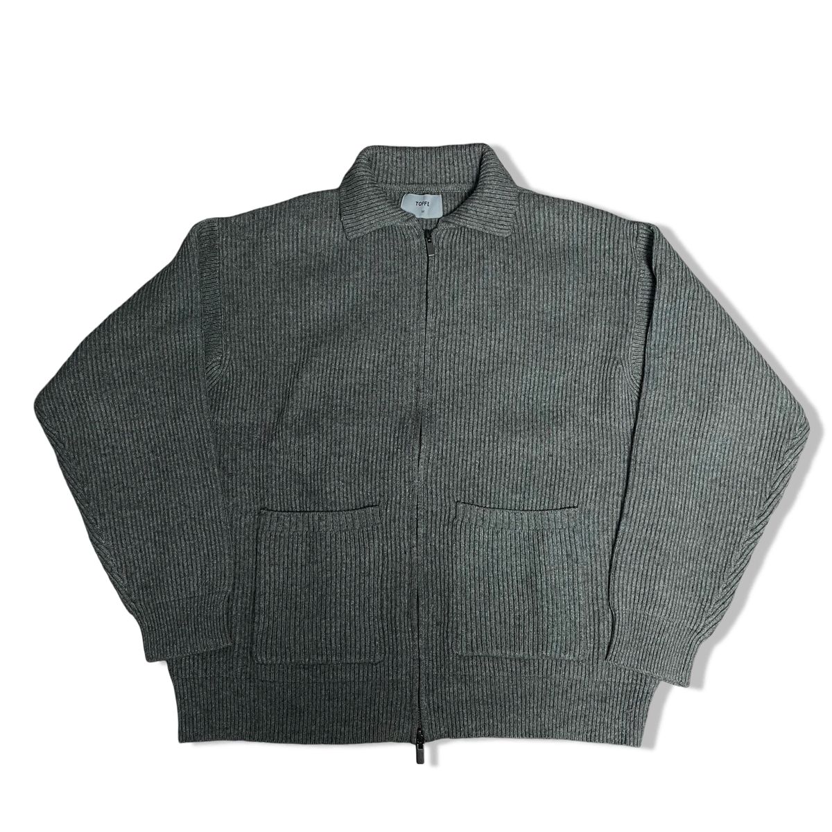 HOT，爆買い TOFFEE(トフィー) ツーウェイ カラー ジップアップ ニット セーター グレー M 100 ニット・セーター