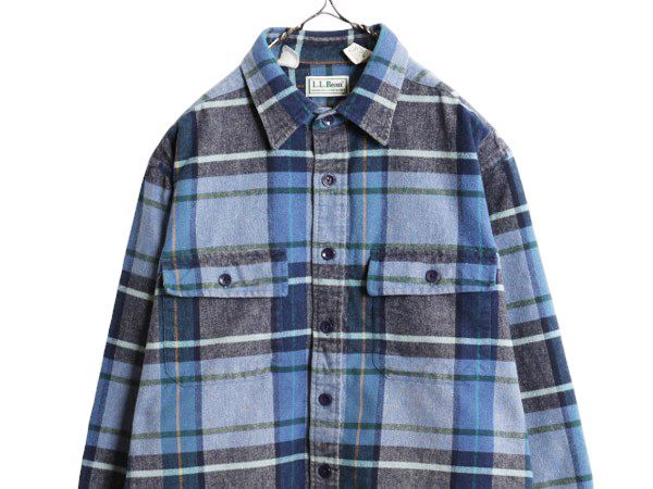 【お得なクーポン配布中!】 90s エルエルビーン チェック シャモア クロス 長袖 シャツ メンズ L / オールド LLBEAN 長袖シャツ ネルシャツ アウトドア マルチカラー