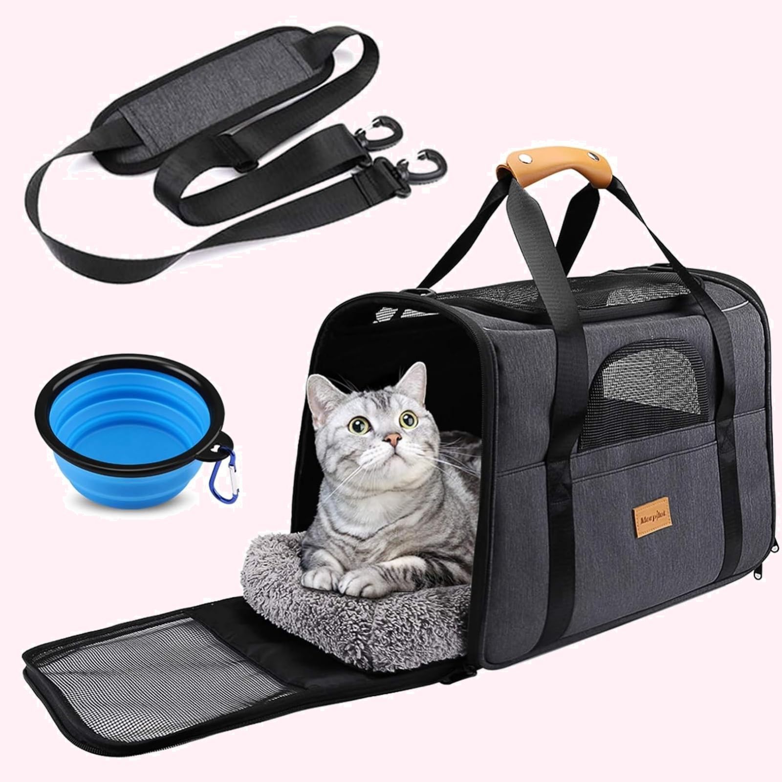 新着商品 4way ショルダー 中 大型猫 小型犬 うさぎ用 バッグ リュック 折りたたみ 変形しない 通気性 臭気がない ペットキャリー 引っ掻き傷に強い 車載|ドライブ|キャンピング|旅行|通院|災害避難用 ペットバッグ マット|飛び出し防止リード|猫