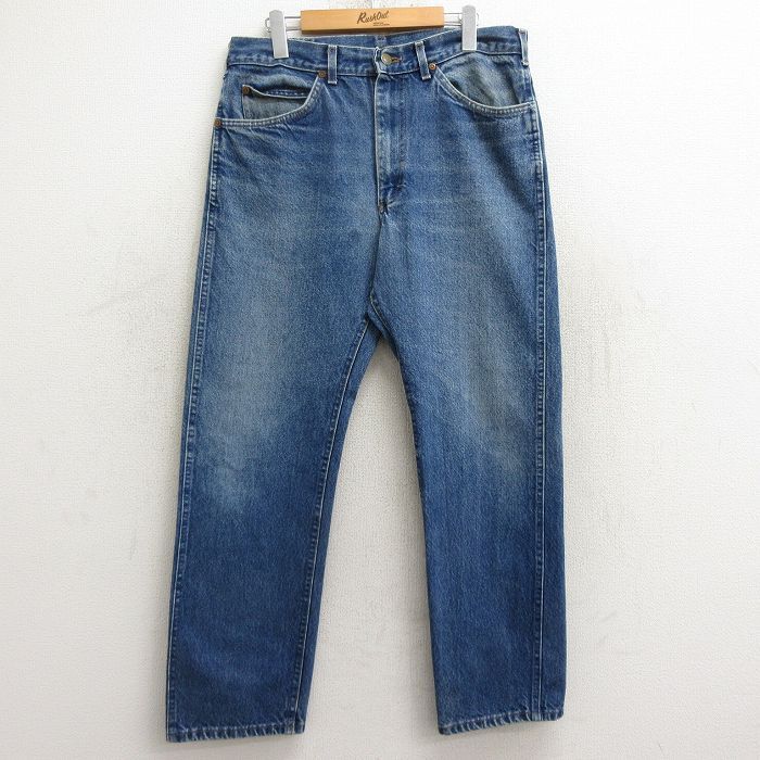 W33/古着 リー Lee ジーンズ メンズ 90s ヒゲ コットン 紺 ネイビー デニム 24sep14 中古 ボトムス ジーパン Gパン ロング パンツ