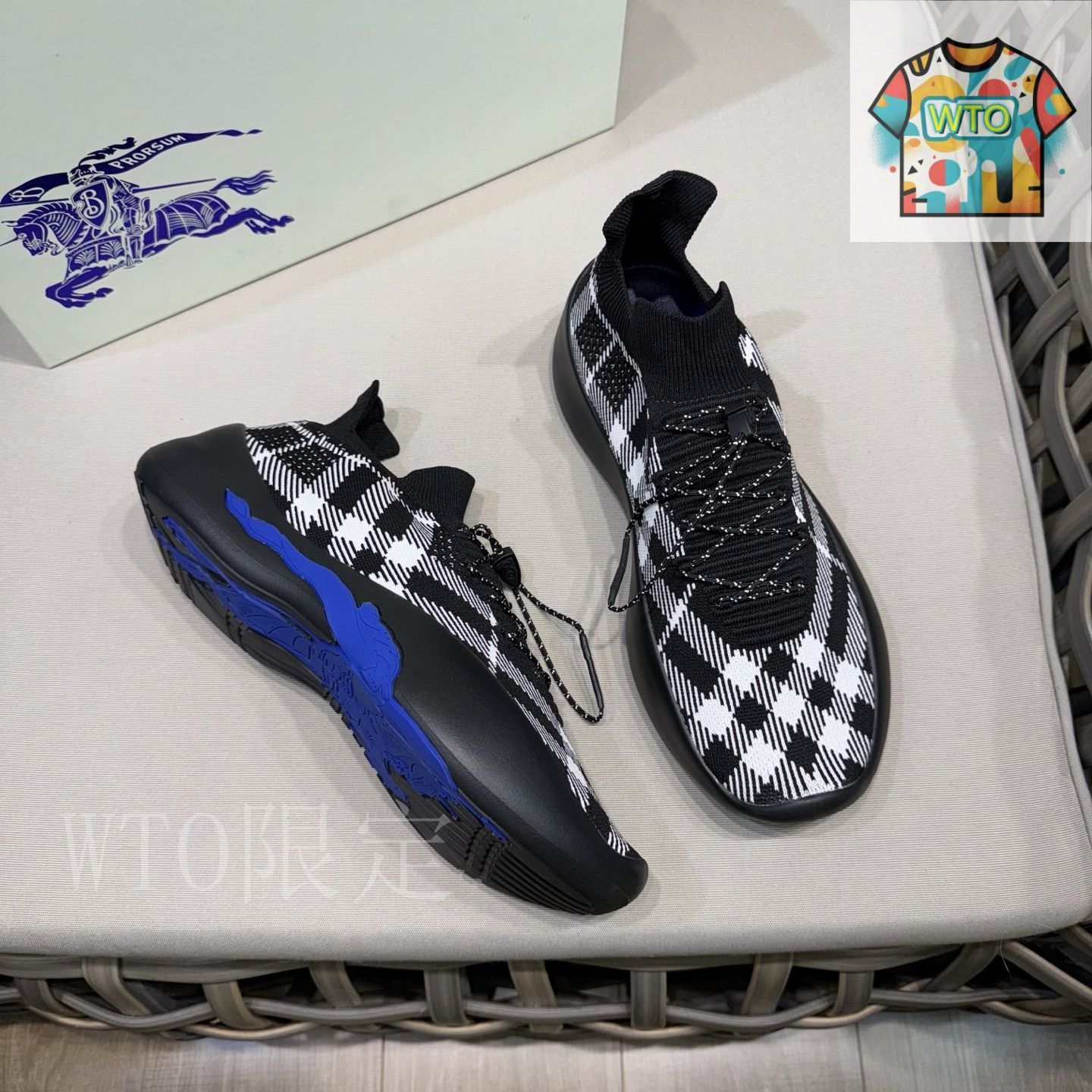バーバリー（BURBERRY） チェック ニット スニーカー01-1 - メルカリ