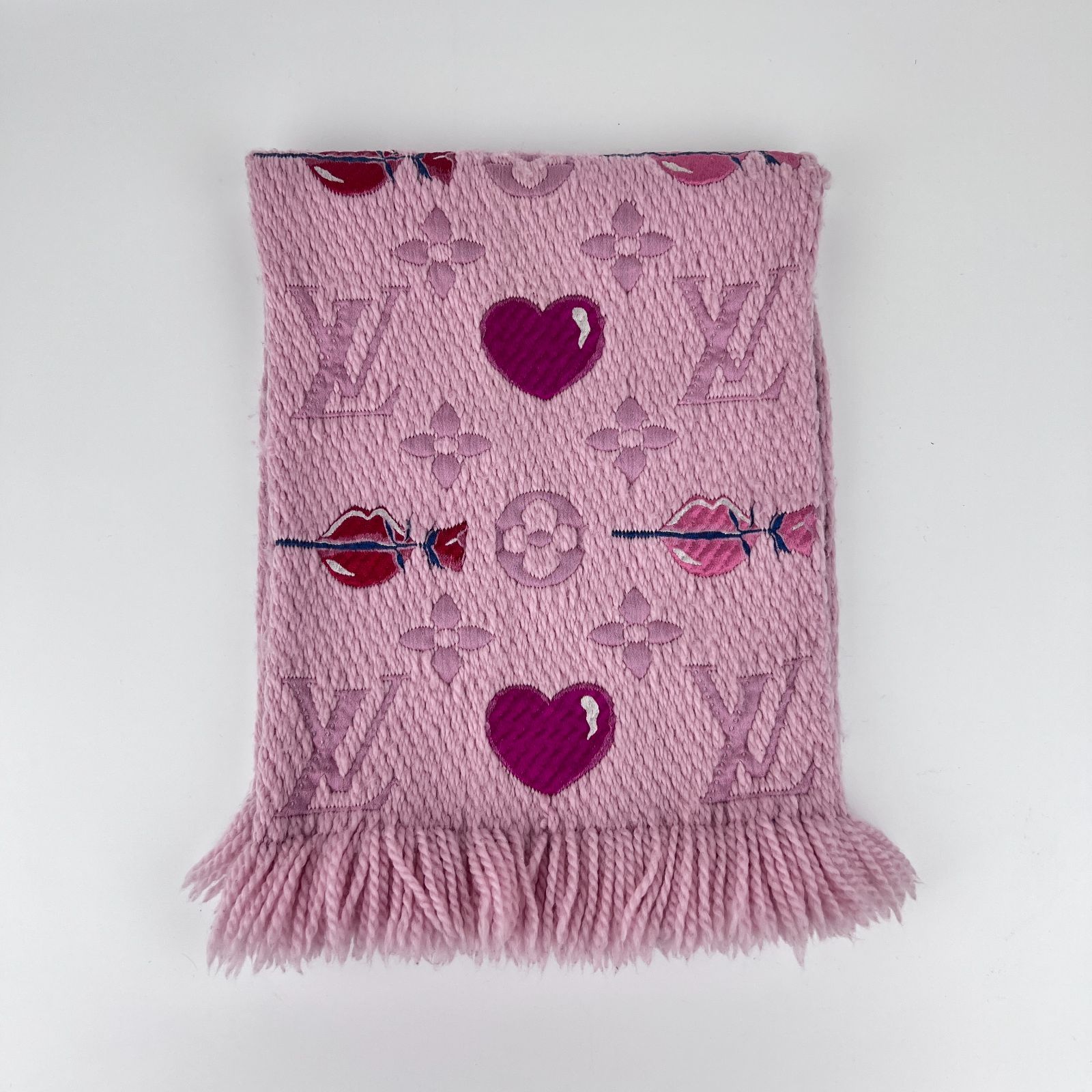 最終お値下げ 9 ルイヴィトン マフラー ロゴマニア ピンク 最終お