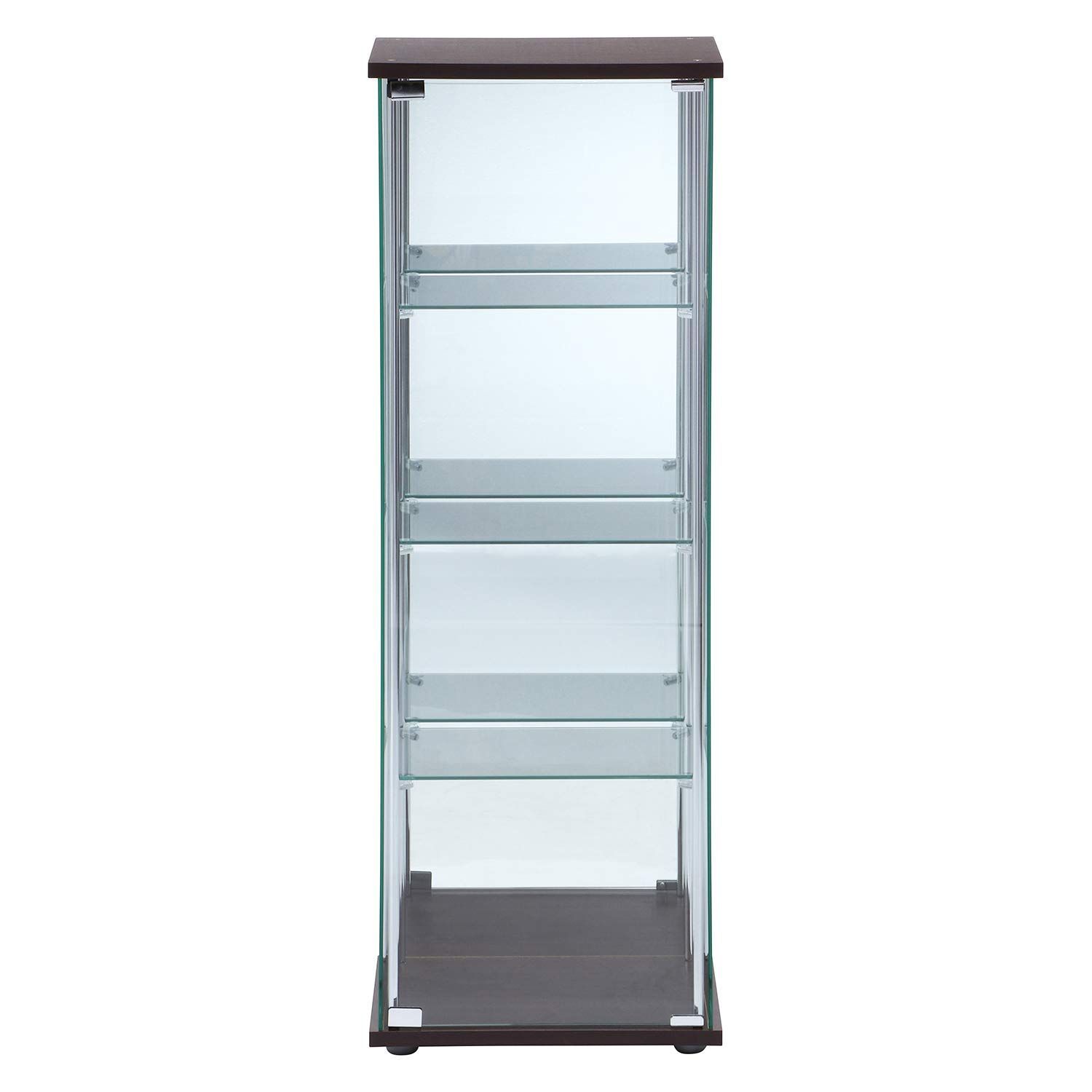 ブラウン 幅42.5×奥行36.5×高さ120cm 強化ガラス 4段 背面ミラー