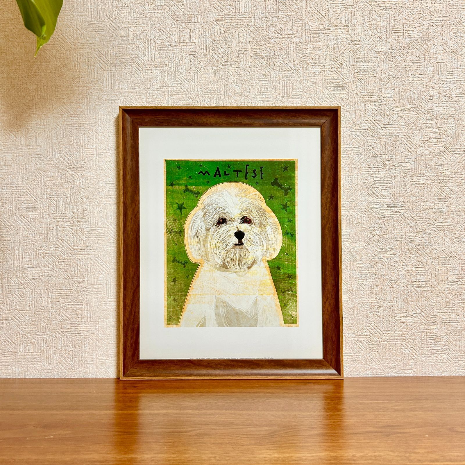  新品☆額縁付アートポスター☆犬の絵☆Maltese☆マルチーズ☆インテリア☆動物病院／店舗様必見◆壁掛け☆55 その他