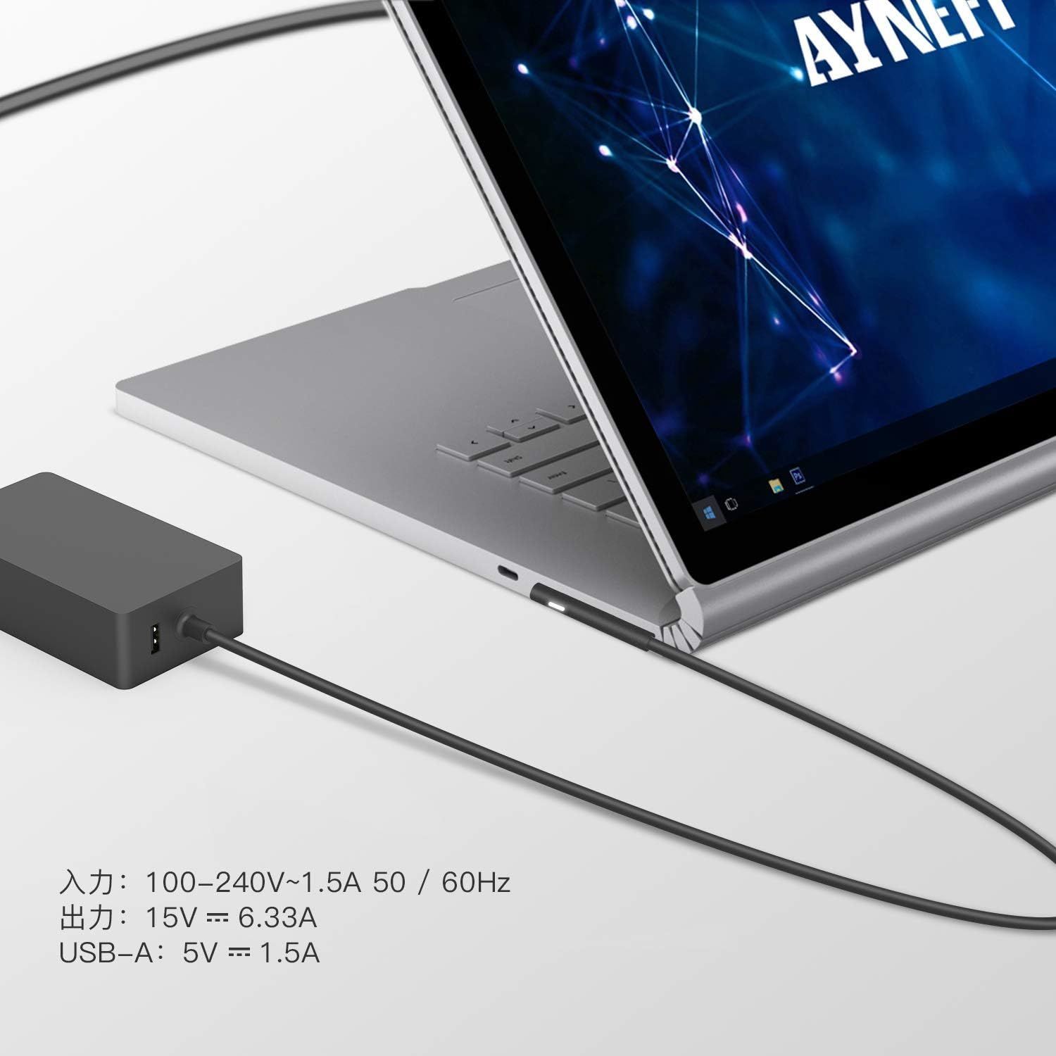 Microsoft Surface Book 充電器102W 15V 6.33A 電源ACアダプター 