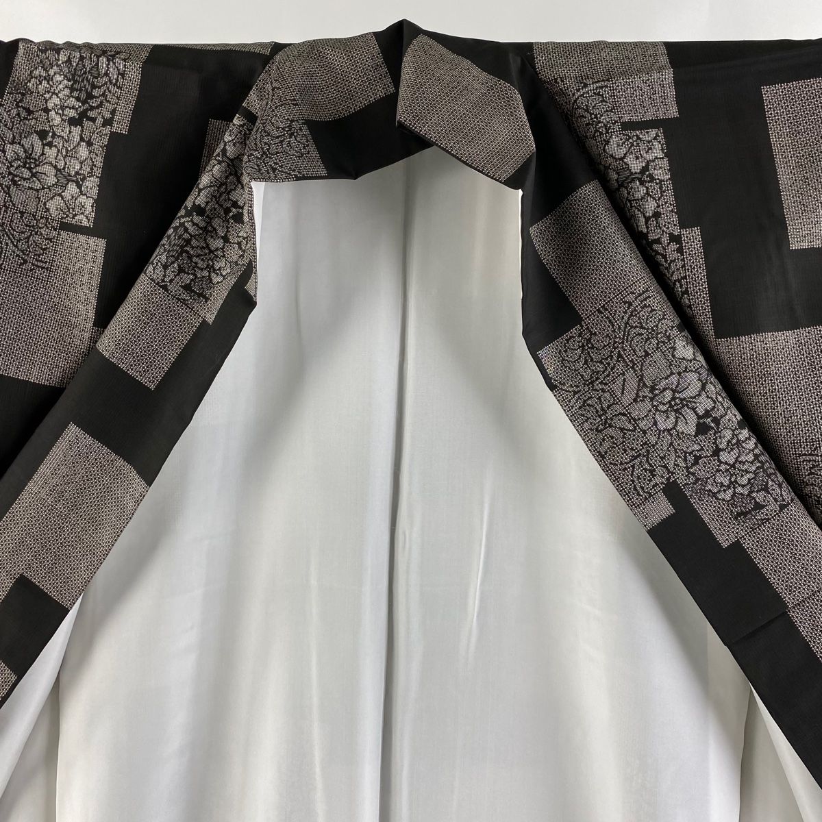 平和屋着物▽上質な紬 単衣 格子 正絹 逸品 AABA7729fy 平和屋着物