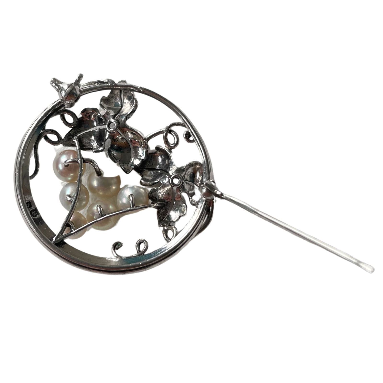 MIKIMOTO ミキモト ブドウの葉とパールのブローチ 最新 シルバー