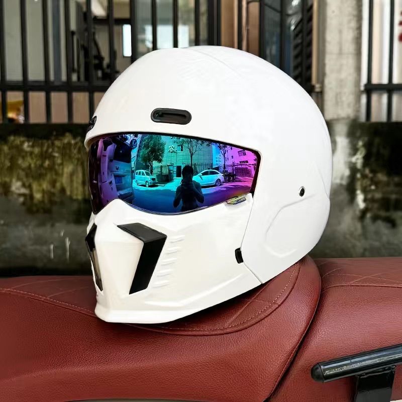 ORZ 多機能ヘルメット レトロオートバイ ヘルメット軽量 フル