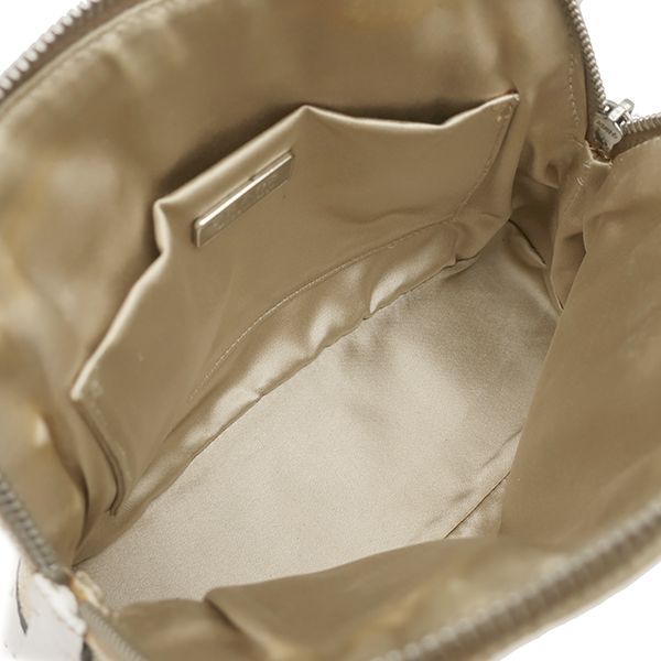 プラダ PRADA 2WAYバッグ キャンバス オーストリッチ キャンバス オーストリッチ ベージュ×ホワイト シルバー金具 三角ロゴプレート ミニ ショルダー 白 DECORATOM_COM_BR