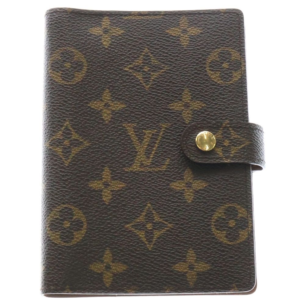 LOUIS VUITTON ルイヴィトン モノグラム アジェンダPM ペン付属 ブラウン PVCレザー 手帳カバー R20005